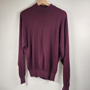 Baracuta Silk Blend Sweater Burgundy Women's XL Money Quiet Luxury Preppy